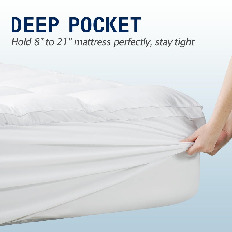 SOPAT Mattress Topper Queen Size Extra Thick Mattress Pad 8-21" Deep Pocket Soft Down Alternative Fill Mattress Protector Pillow Top Mattress Cover (60x80 Inches, White) - Image 4